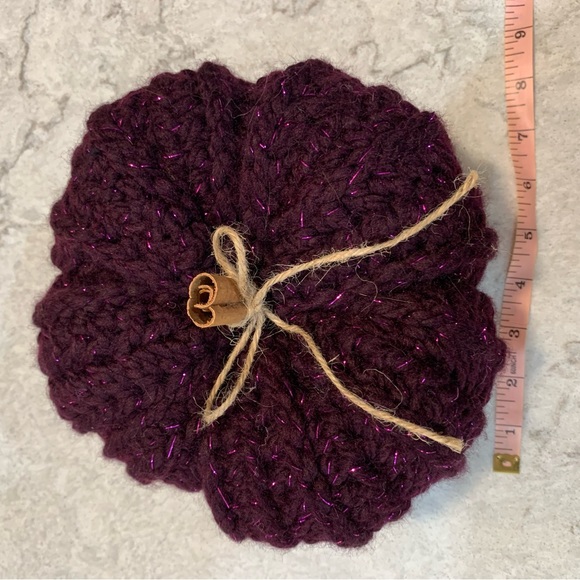 Purple Glitter Handmade Crochet Pumpkin (Large) - Picture 2 of 5